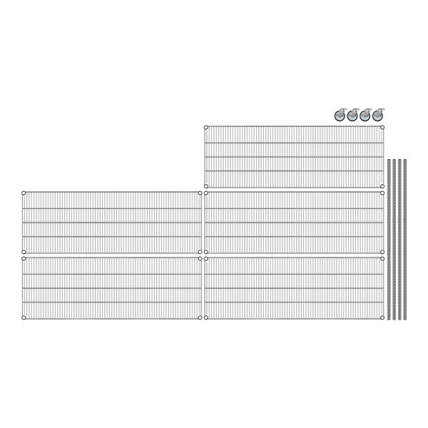 A diagram of a Regency wire shelf grid with 5 shelves.