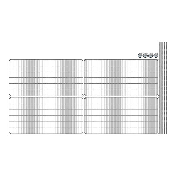 A white grid with several rows of metal wires.