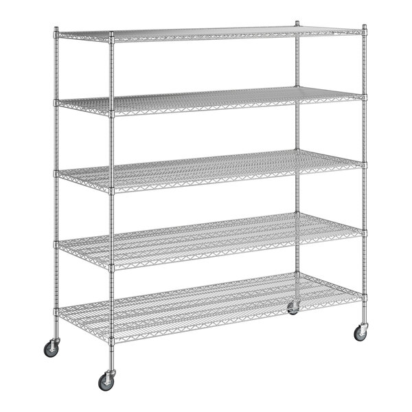 A Regency chrome wire shelving unit with five shelves.