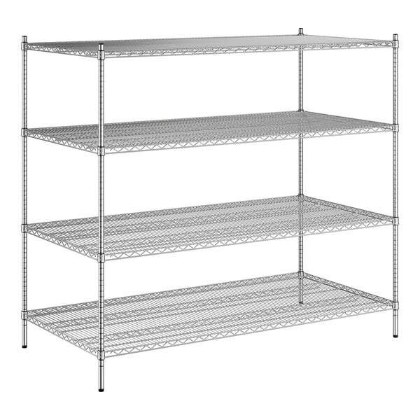 A Regency chrome wire shelving unit with four shelves.