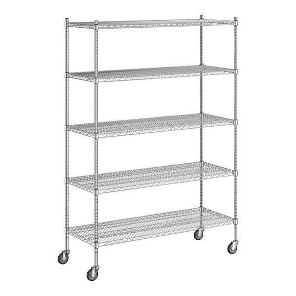 A Regency chrome wire shelving unit with 5 shelves.