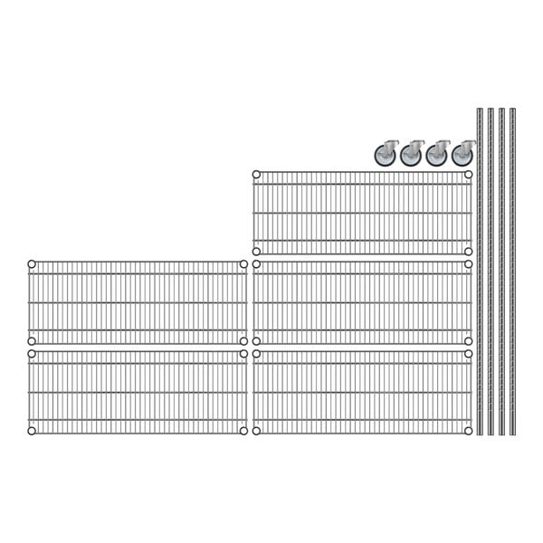 A Regency wire shelving unit with wheels and 5 shelves.
