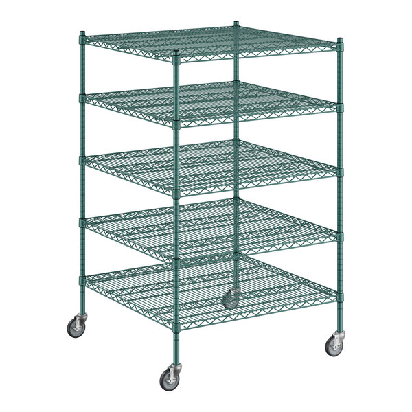 A Regency green wire shelving starter kit with 5 shelves.