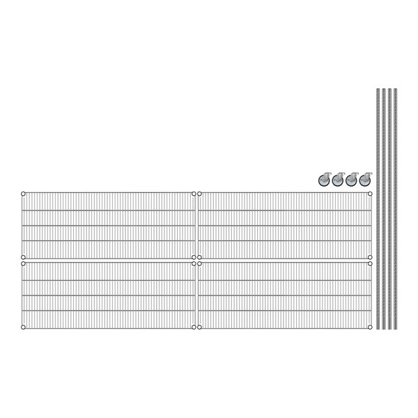 Regency chrome wire shelving with 4 shelves in a grid pattern.