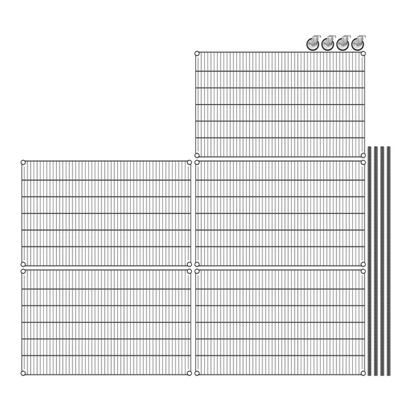 A close-up of the grid on Regency black wire shelving.