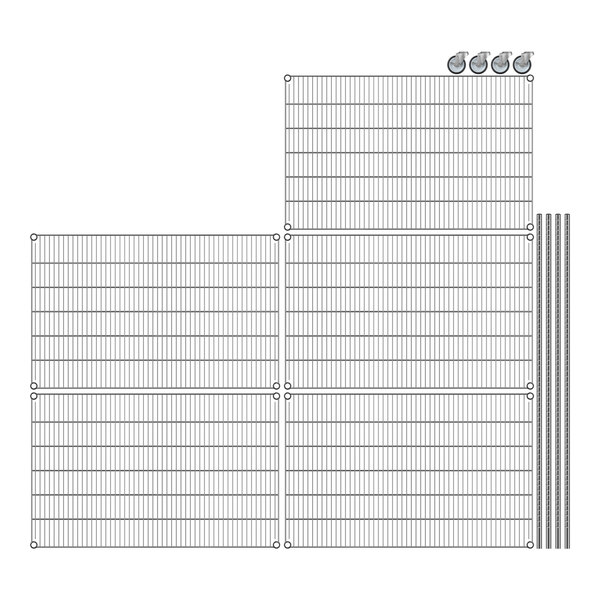A close-up of Regency wire shelving with a grid pattern.