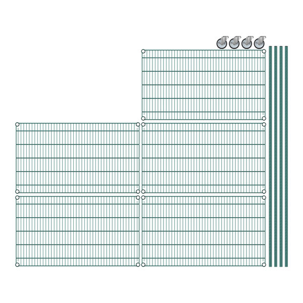 A close-up of a grid with green lines.
