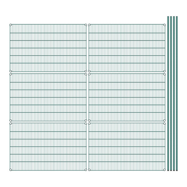 A grid of green and white lines on a white background with several lines.