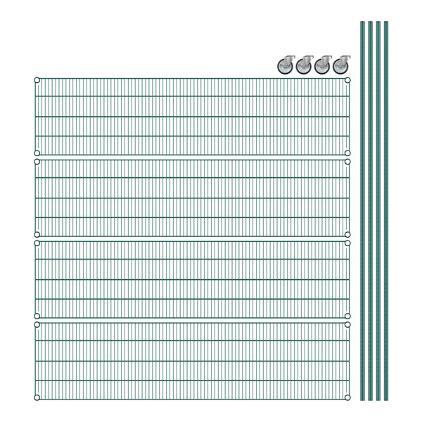 A white grid paper with green and white lined paper with the word, 'golf' and a grid with several metal rods.