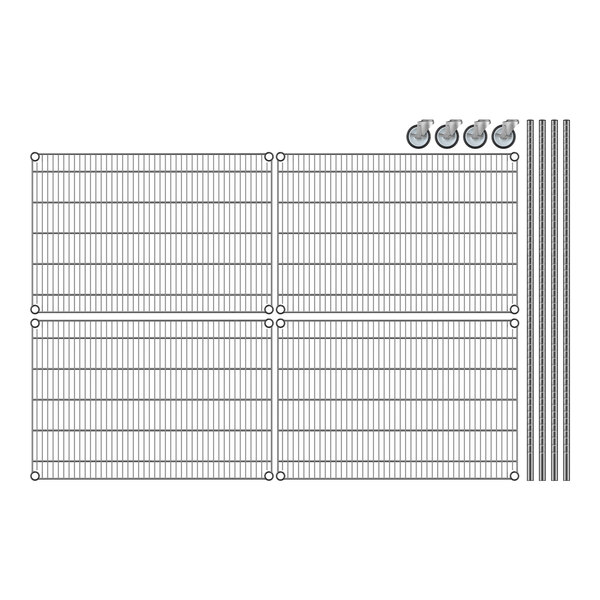 A Regency chrome wire shelving unit with four shelves.