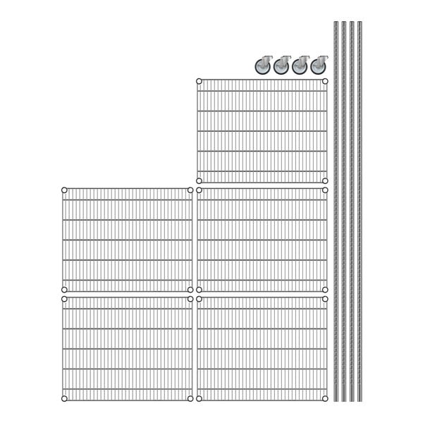 A diagram of a Regency wire shelving unit with rectangular metal grids.