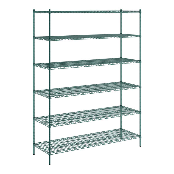 A Regency green metal wire shelving starter kit with 6 shelves.