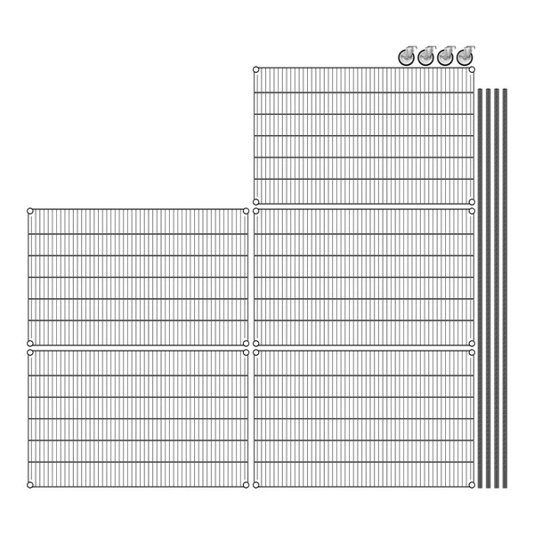 A close-up of Regency black wire shelving.