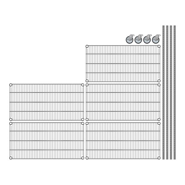 Regency stainless steel wire shelving with wheels and 5 shelves.
