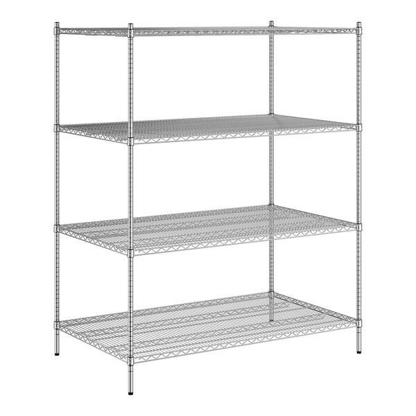 A Regency chrome wire shelving unit with four shelves.