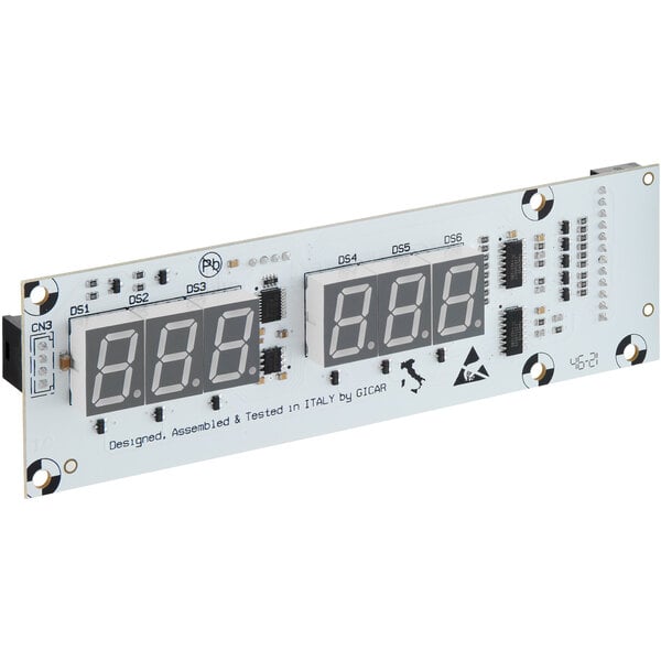 A white rectangular electronic display with numbers.