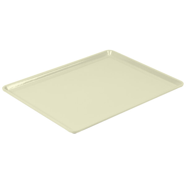 A white rectangular Cambro dietary tray with a small hole in the middle.
