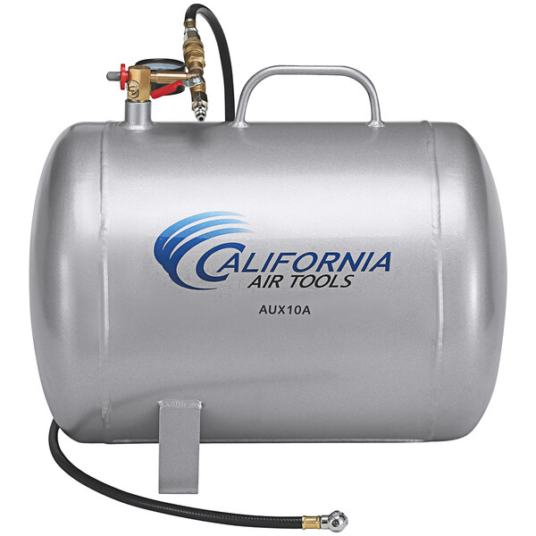 A silver California Air Tools air tank cylinder with a hose.