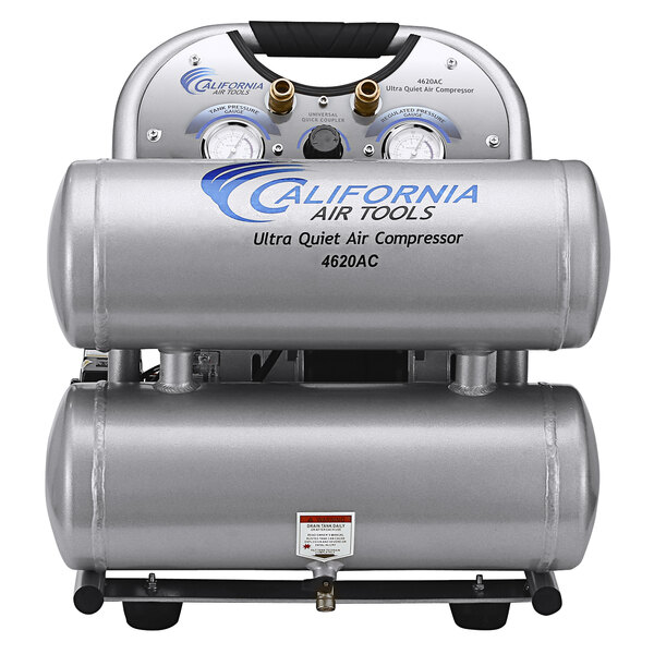 The California Air Tools Ultra Quiet Oil-Free air compressor with twin tanks.