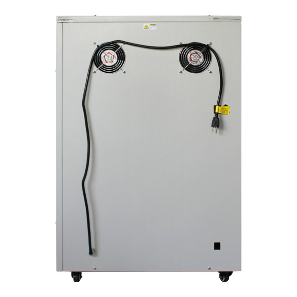 A white and gray California Air Tools air compressor with a fan.