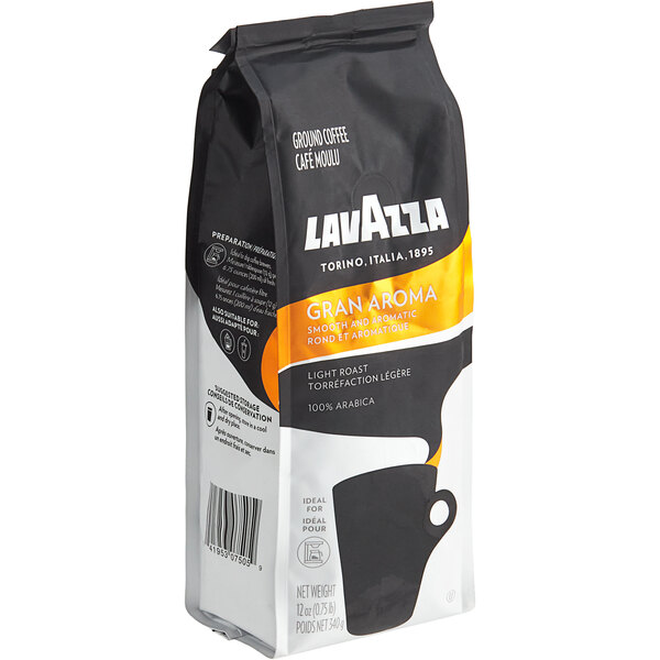 A bag of Lavazza Gran Aroma ground coffee.