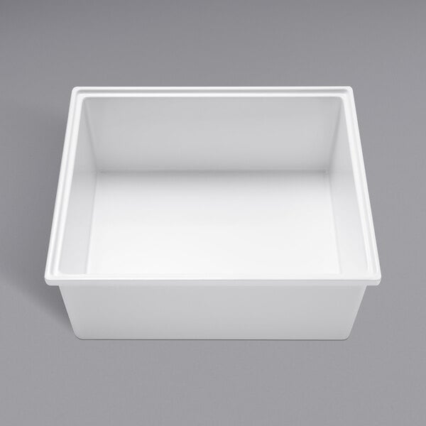 A white rectangular Bon Chef melamine food pan.