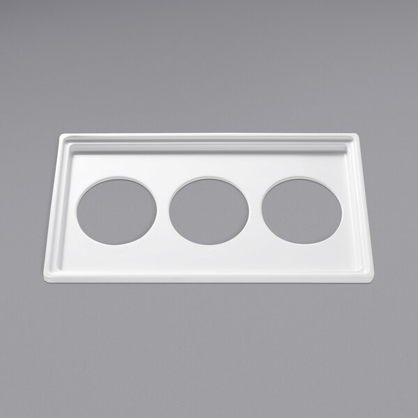 A white rectangular Bon Chef food tile with three circles.