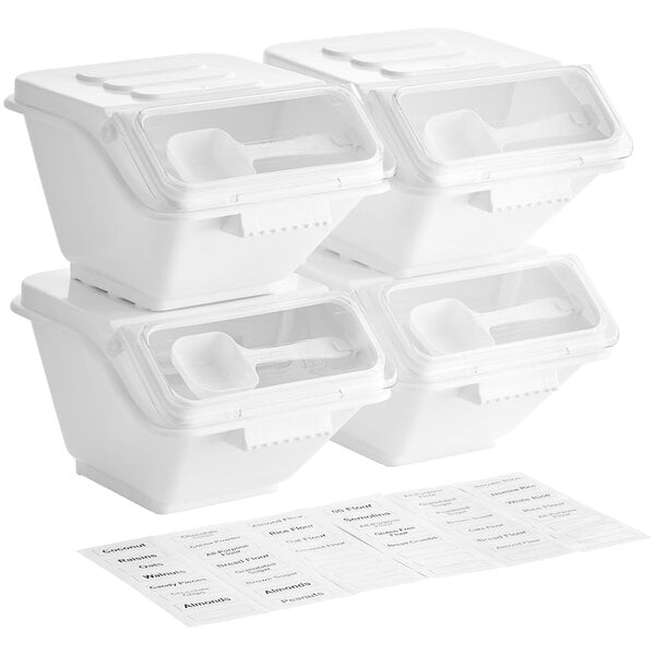 Baker's Mark 32 Gallon / 510 Cup White Flat Top Ingredient Storage Bin with  Lid