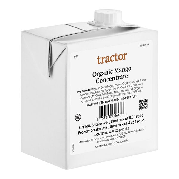 Tractor Beverage Co. Organic Mango Beverage 8.5:1 Concentrate 32 fl. oz.