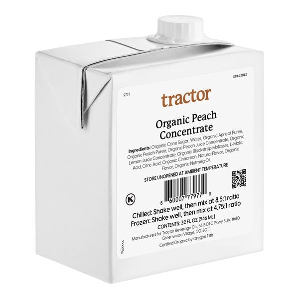 Tractor Beverage Co. Peach Beverage 8.5:1 Concentrate 32 fl. oz. - 12/Case