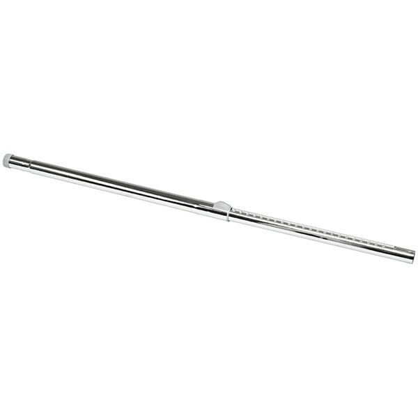 A silver metal straight telescoping wand with a white background.