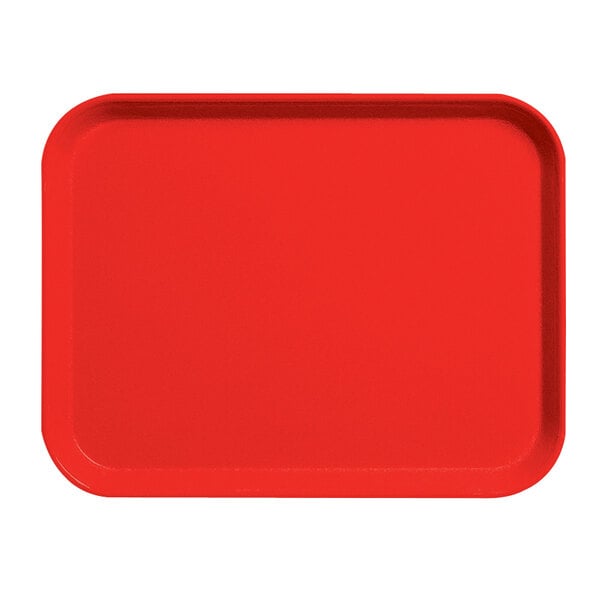 A rose red Cambro rectangular tray with a white background.