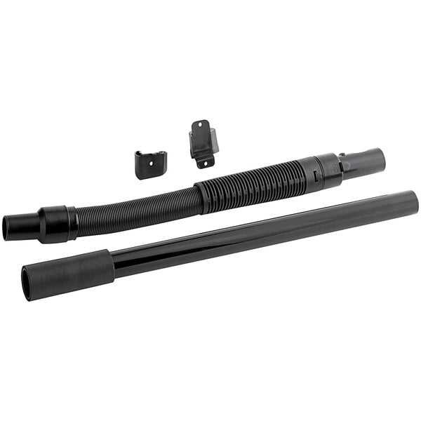 A black plastic tube with a black handle and a flexible hose.
