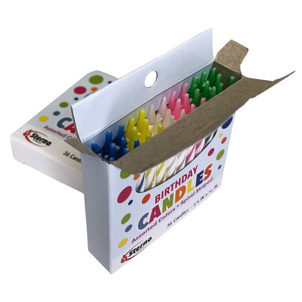 Sterno 40180 2-1/8" 36 Count Multi-Colored Birthday Candles - 12/Box
