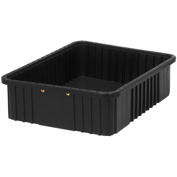 A black Quantum conductive dividable grid container with two compartments.