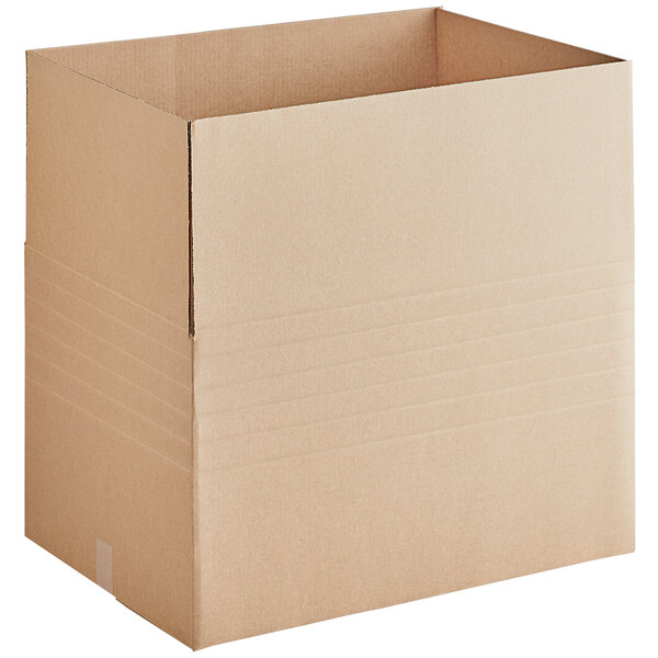 A close-up of a Lavex cardboard box with the top open.