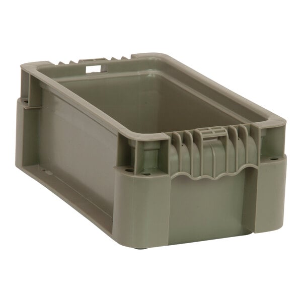 A grey plastic Quantum straight wall container with built-in handle grips.