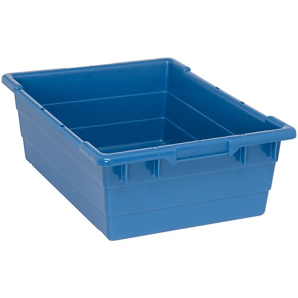 A blue Quantum lug tub with built-in handles and bottom grooves.