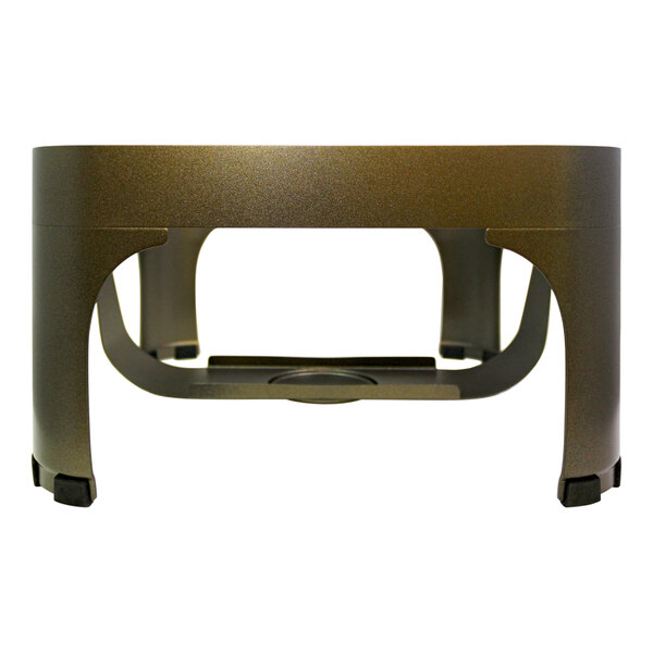 A brown metal Spring USA square chafer stand with black legs.