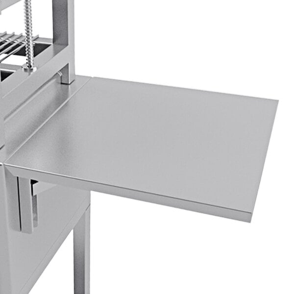 A metal shelf on a Mibrasa DLS Drop Leaf Table.