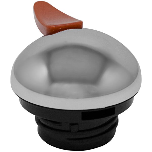A close up of a red Spring USA Flip Top Cover with a silver and orange knob.