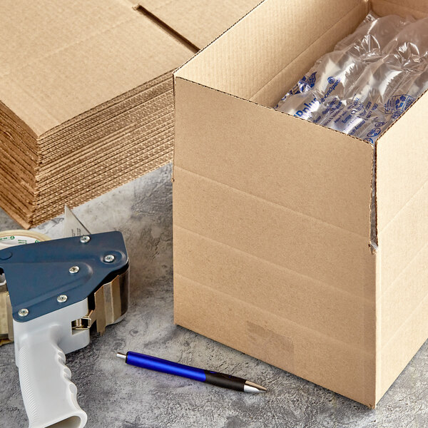 A Lavex kraft cardboard shipping box with a multi-depth design.