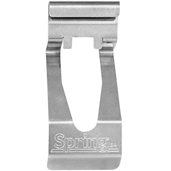 A metal Spring USA clip with a logo on it.