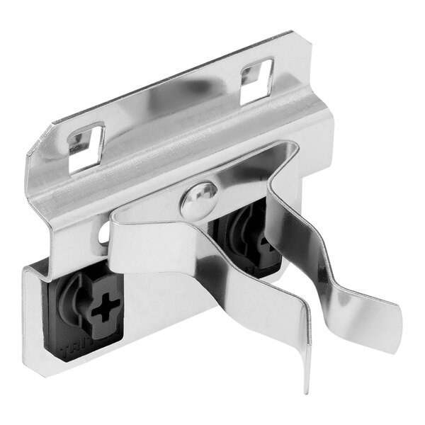 A Triton stainless steel extended spring clip with black screws.