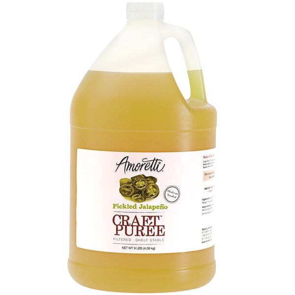 A jug of Amoretti Pickled Jalapeno Craft Puree.