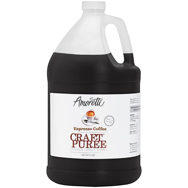 A jug of Amoretti Espresso Coffee Craft Puree.