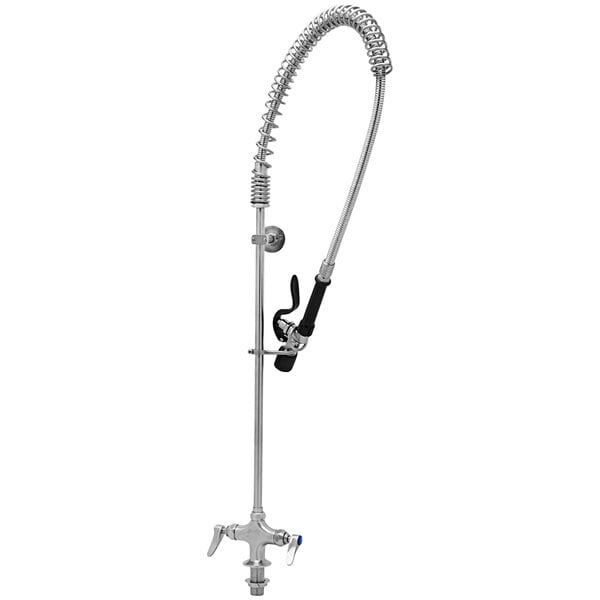 A stainless steel Eversteel deck mount pre-rinse faucet with a hose.