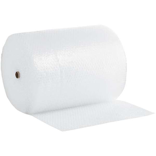 A roll of Pregis large bubble wrap on a white background.
