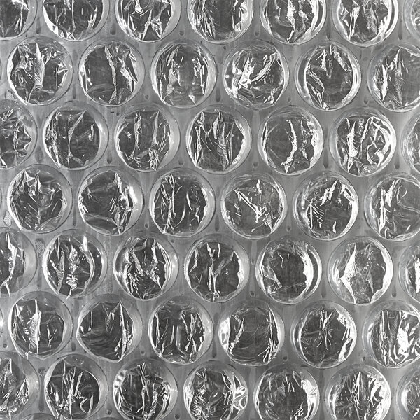 A close-up of a Pregis bubble wrap sheet.