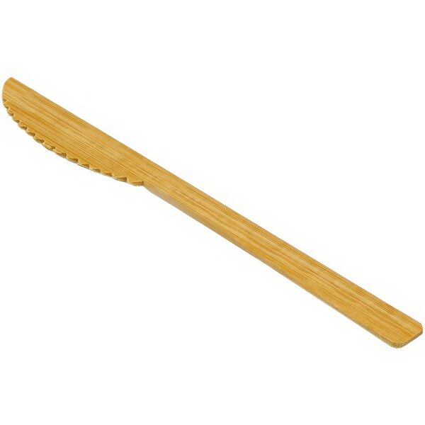 A Solia natural bamboo knife with a wooden handle.